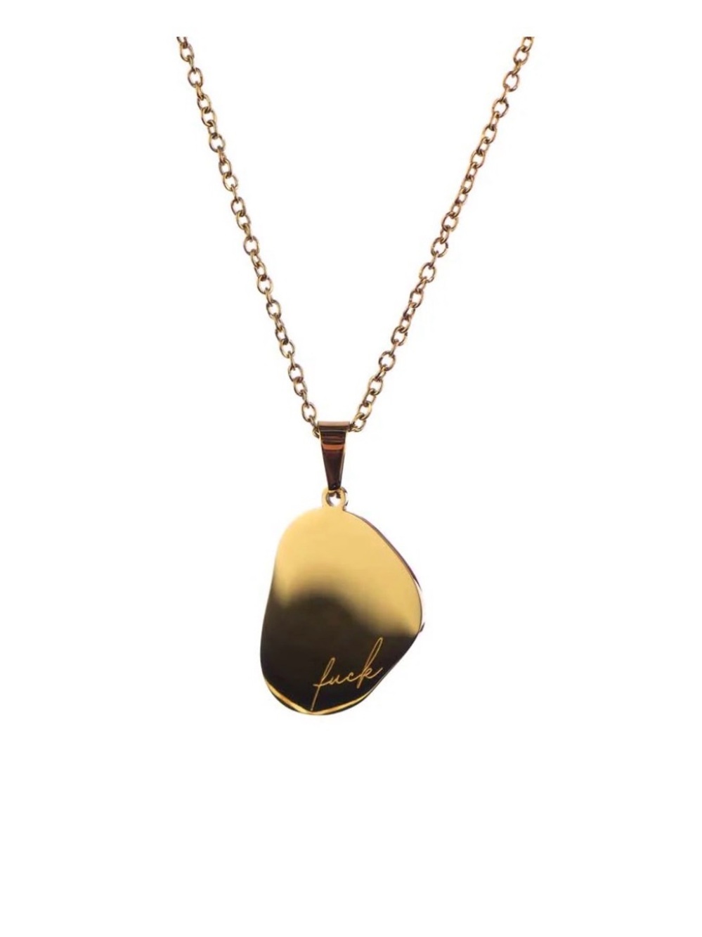 18K Gold Plated Pendant Necklace - F*ck in Dainty Script Engraving - Picture 2 of 2